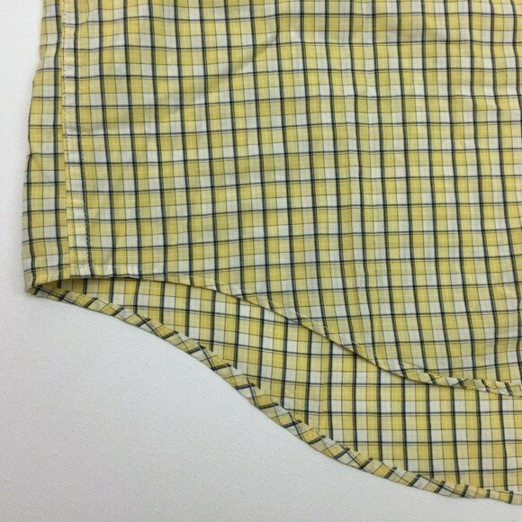 Roundtree & Yorke Mens Plaid Yellow Short Sleeved Shirt Size XL - Picture 2 of 7